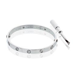  Cartier Cartier Love 18K White Gold 4 Diamonds Size 17 Bracelet - 4386325