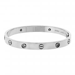 Cartier Cartier Love 18K White Gold 4 Diamonds Size 17 With Certificate Bangle Bracelet - 4379054