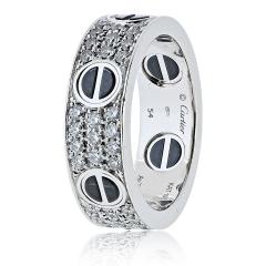  Cartier Cartier Love 18K White Gold Black Ceramic Motifs Ring - 4383116