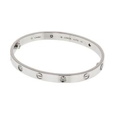  Cartier Cartier Love 18K White Gold Love 4 Diamond Size 18 Bracelet - 4290049