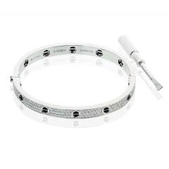  Cartier Cartier Love 18K White Gold Pave Diamonds and Ceramic Motifs Size 19 Bracelet - 4330651