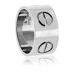  Cartier Cartier Love 18K White Gold Wide Band With Motifs Ring - 4383086