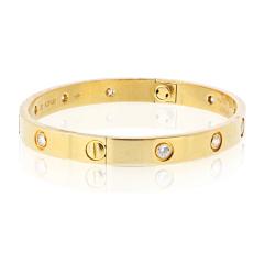  Cartier Cartier Love 18K Yellow Gold 10 Diamond Size 17 Bangle Bracelet - 4481350