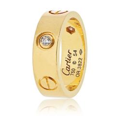  Cartier Cartier Love 18K Yellow Gold 3 Diamond Size 54 Ring - 4383088