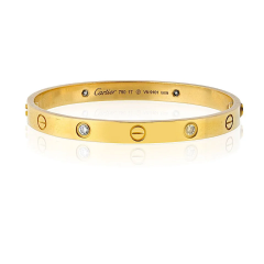  Cartier Cartier Love 18K Yellow Gold 4 Diamond Size 17 With Box And Screwdriver Bracelet - 3927342