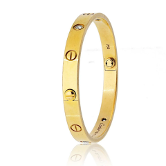  Cartier Cartier Love 18K Yellow Gold 4 Diamond Size 17 With Box And Screwdriver Bracelet - 3927346