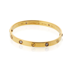  Cartier Cartier Love 18K Yellow Gold 4 Diamond Vintage Model Size 17 Bracelet - 3992040