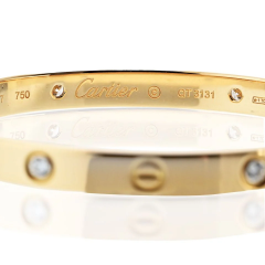  Cartier Cartier Love 18K Yellow Gold 4 Diamond Vintage Model Size 17 Bracelet - 3992043