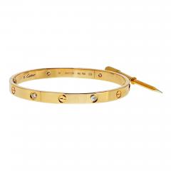  Cartier Cartier Love 18K Yellow Gold 4 Diamonds Size 19 Box and Papers Bracelet - 4379059