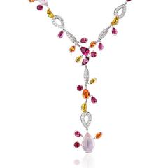  Cartier Cartier Meli Melo 18K WG Garnet Diamonds Tourmaline Ruby Rose Quartz Necklace - 4375601