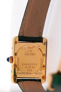  Cartier Cartier Must de Tank ref 2415 Watch On Green Black Leather With Box Papers - 3791414