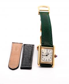  Cartier Cartier Must de Tank ref 2415 Watch On Green Black Leather With Box Papers - 3791420