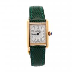  Cartier Cartier Must de Tank ref 2415 Watch On Green Black Leather With Box Papers - 3794441