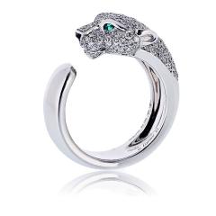  Cartier Cartier Panthere 18K White Gold Pave Lakarda Ring - 4330642