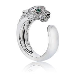  Cartier Cartier Panthere 18K White Gold Pave Lakarda Ring - 4330645
