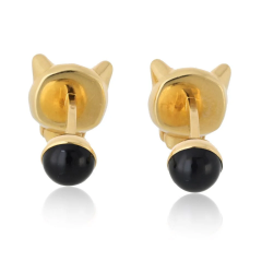  Cartier Cartier Panthere 18K Yellow Gold Black Onyx Nose And Green Eyes Cuff Links - 3909483