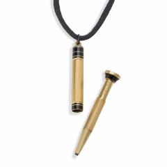 Cartier Cartier Paris Art Deco Enamel and Diamond Pencil Pendant Necklace - 3630656