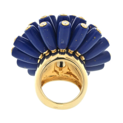  Cartier Cartier Paris Nouvelle Vague 18K Yellow Gold Blue Lapis And Diamond Ring - 3843502