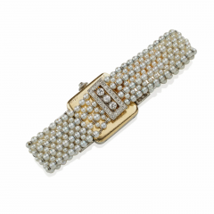 Cartier Cartier Paris and Edmond Jaeger Seed Pearl and Diamond Wristwatch - 4103164