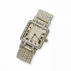  Cartier Cartier Paris and Edmond Jaeger Seed Pearl and Diamond Wristwatch - 4103168