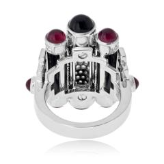 Cartier Cartier Rouleaux 18K White Gold Onyx Ruby And Diamond TIFFANY DIA CERT Ring - 4642101