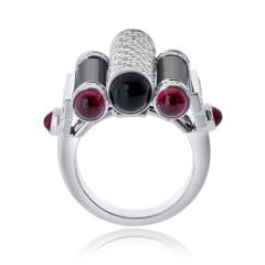  Cartier Cartier Rouleaux 18K White Gold Onyx Ruby And Diamond TIFFANY DIA CERT Ring - 4642102