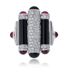  Cartier Cartier Rouleaux 18K White Gold Onyx Ruby And Diamond TIFFANY DIA CERT Ring - 4642437