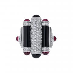  Cartier Cartier Rouleaux 18K White Gold Onyx Ruby And Diamond TIFFANY DIA CERT Ring - 4642450