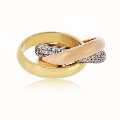  Cartier Cartier Trinity 18K Tri Color Diamond Pave Ring - 4383077