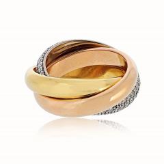  Cartier Cartier Trinity 18K Tri Color Diamond Pave Ring - 4383078