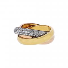  Cartier Cartier Trinity 18K Tri Color Diamond Pave Ring - 4383893