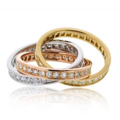  Cartier Cartier Trinity 18K Tri Color Tri Color Diamond Ring - 4383154