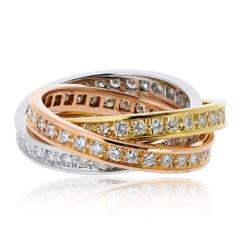  Cartier Cartier Trinity 18K Tri Color Tri Color Diamond Ring - 4383943
