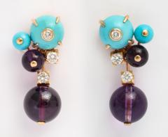  Cartier Cartier Turquoise Amethyst Bead Earrings - 224614