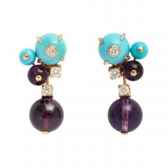  Cartier Cartier Turquoise Amethyst Bead Earrings - 226038