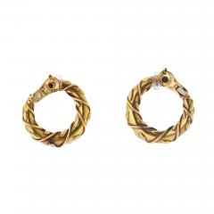  Cartier Cartier Vintage 18K Yellow Gold Vine Fron Facing Hoop Earrings - 3930745