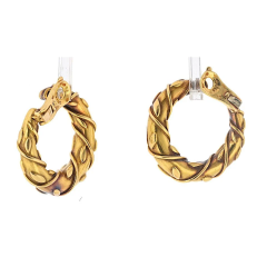  Cartier Cartier Vintage 18K Yellow Gold Vine Front Facing Hoop Earrings - 4002868