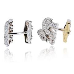 Cartier Diamond Elephant 18K White Gold Walking Elephant Shirt Studs and Cuff Links - 4706965