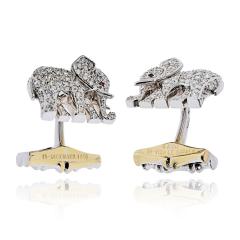  Cartier Diamond Elephant 18K White Gold Walking Elephant Shirt Studs and Cuff Links - 4706968