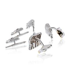  Cartier Diamond Elephant 18K White Gold Walking Elephant Shirt Studs and Cuff Links - 4706971