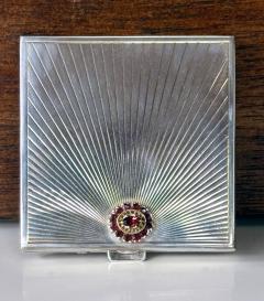  Cartier French Art Deco Sterling Silver with Gemstone Rosetta Compact Case by Cartier - 4703816