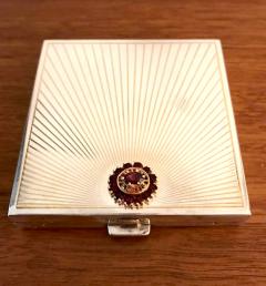  Cartier French Art Deco Sterling Silver with Gemstone Rosetta Compact Case by Cartier - 4703819