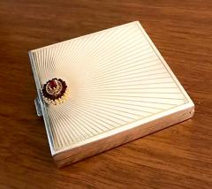  Cartier French Art Deco Sterling Silver with Gemstone Rosetta Compact Case by Cartier - 4703820
