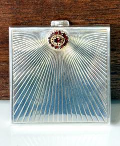  Cartier French Art Deco Sterling Silver with Gemstone Rosetta Compact Case by Cartier - 4703821