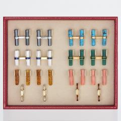  Cartier Paris Mid 20th C Comprehensive Set of Gold Gem Set Hard Stone Baton Cufflinks - 279421