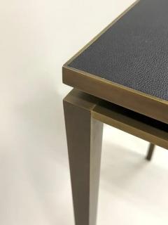  Cartier Rare French Mid Century Solid Bronze Leather Console Signed by Cartier Paris - 4112839