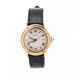  Cartier Vintage Cartier Cougar 116000R Watch 33mm in 18K Gold and Leather - 3517449