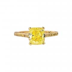  Carvin French CARVIN FRENCH 2 CARAT CUSHION CUT DIAMOND FANCY INTENSE YELLOW GIA RING - 1829257