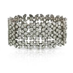  Carvin French CARVIN FRENCH PLATINUM PEAR SHAPED AND ROUNDS WIDE DIAMOND BRACELET - 1743648