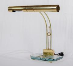  Casella Lighting Elegant Brass and Glass Arced Desk Lamp - 2964182